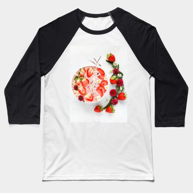 Strawberry Acai Bowl Baseball T-Shirt by NewburyBoutique